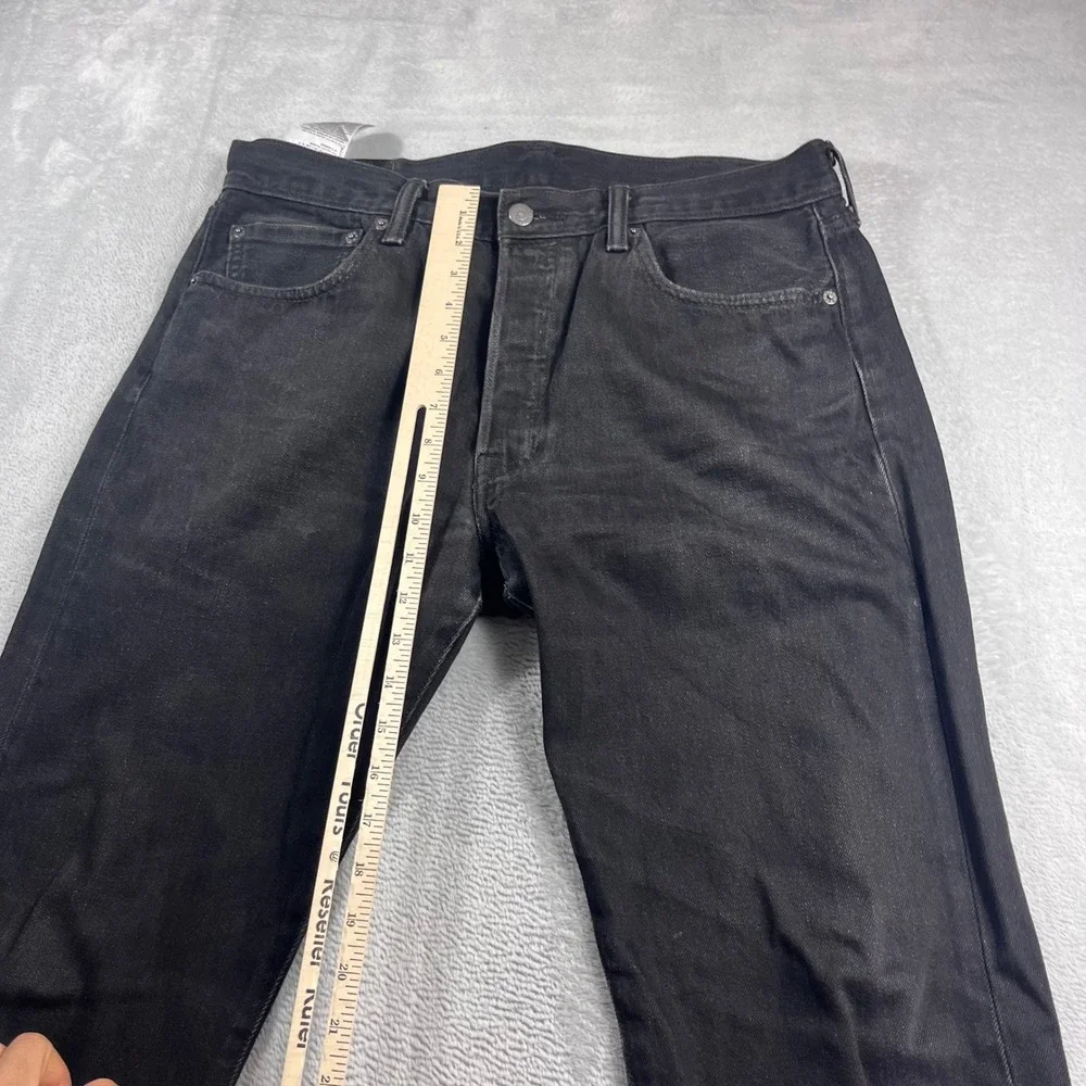 Levis 501 Original Fit Mens Jeans 34x32 Washed Black Cotton Button Fly Straight